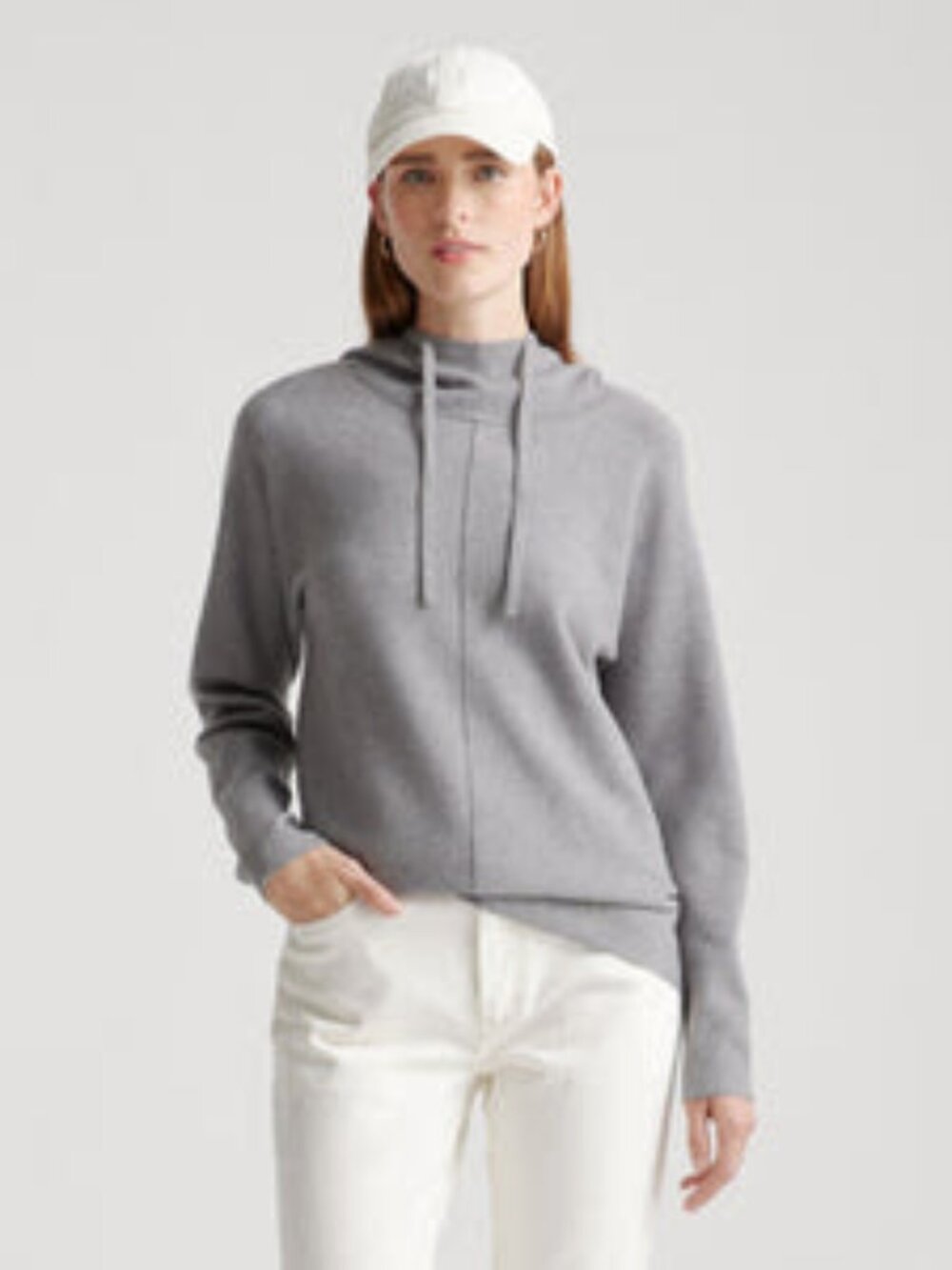 Quince Eco Knit Milano Stitch Pullover Hoodie Gray Size Small